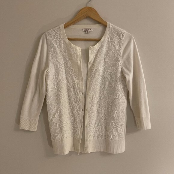 Merona White lace cardigan, XS - Picture 4 of 5